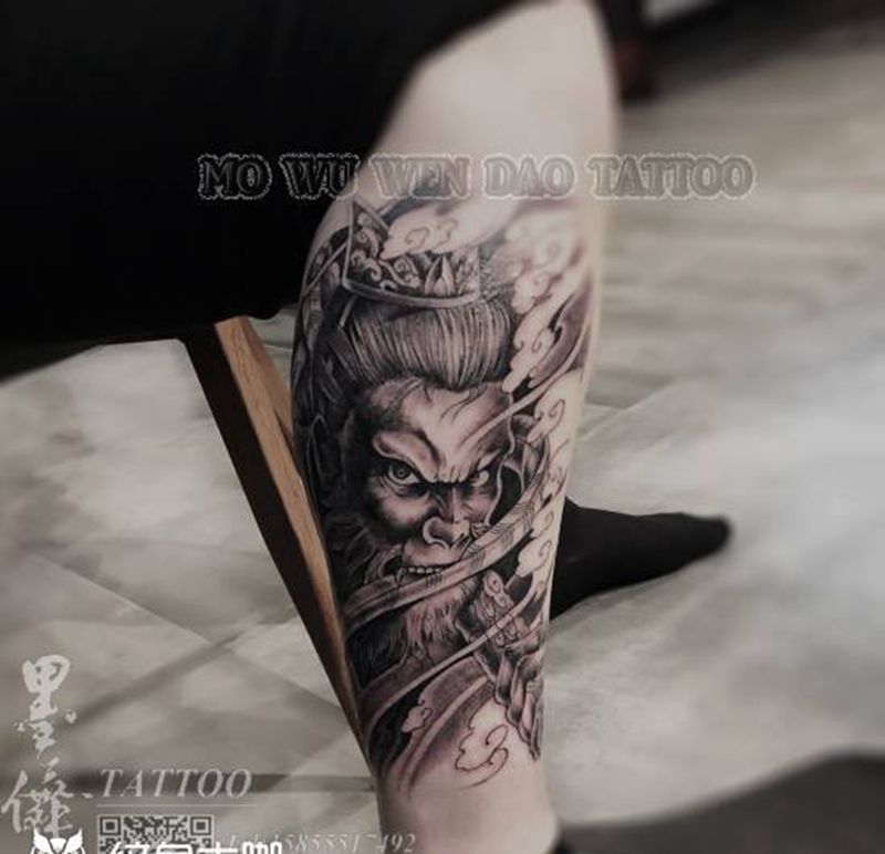 小腿tattoo纹身图片_腿部纹身图案