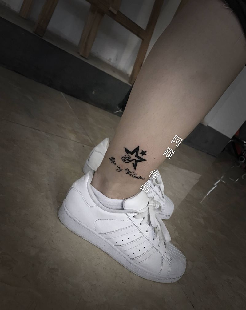 小清新纹身图片_脚部纹身图案