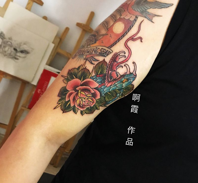 欧美拼接纹身图片_手臂纹身图案