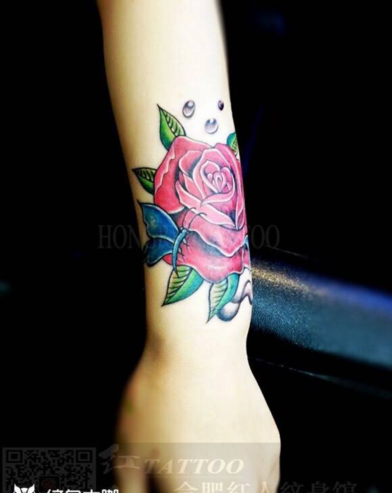 彩色玫瑰遮盖（一）纹身图片