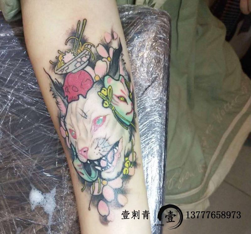 日系猫纹身图片