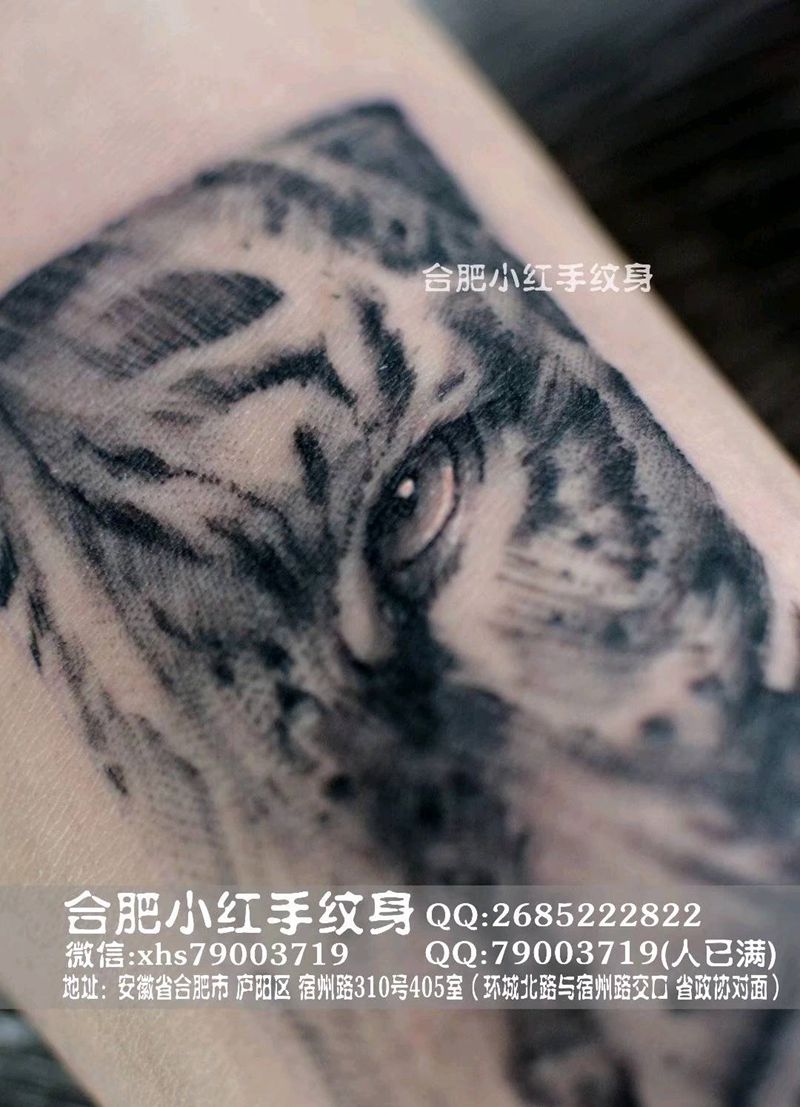 小臂虎头纹身。纹身图片