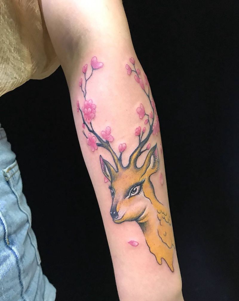 阿宝的鹿宝宝。 二个都美美萌萌哒纹身图片