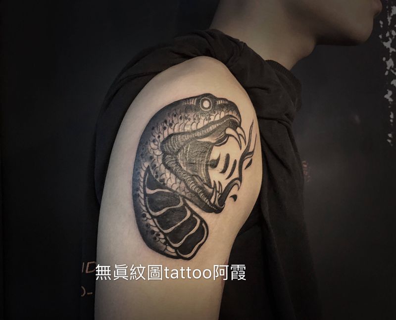 遮盖十字架，school蛇纹身图片