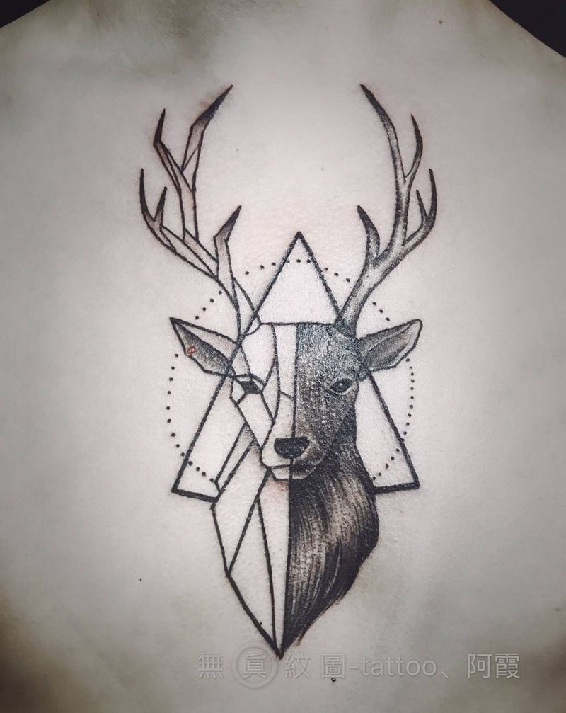 几何鹿纹身图片