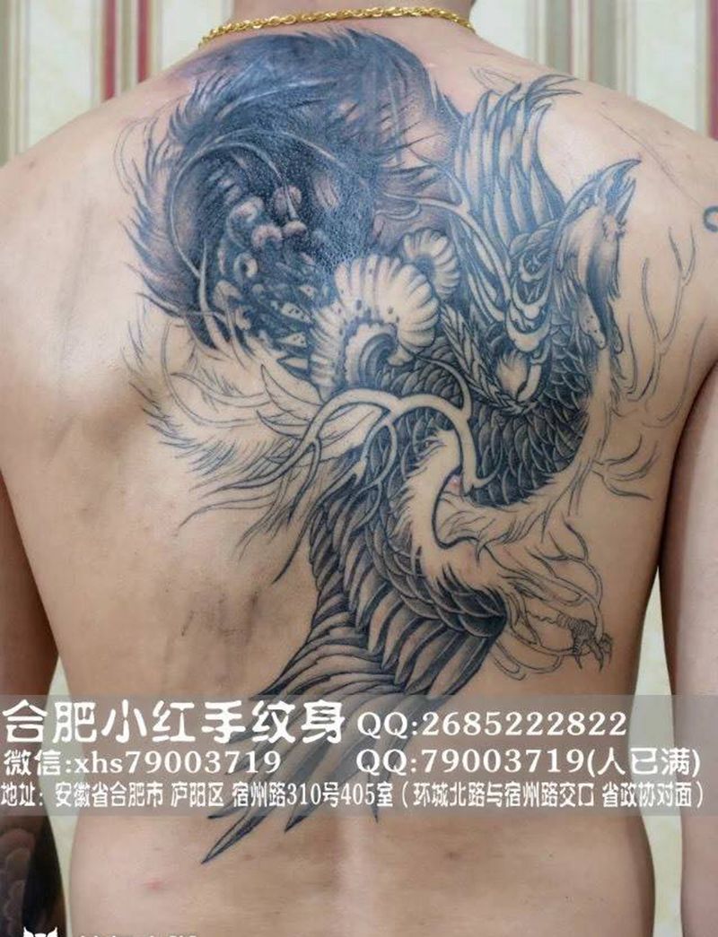 后背遮盖 未完成纹身图片