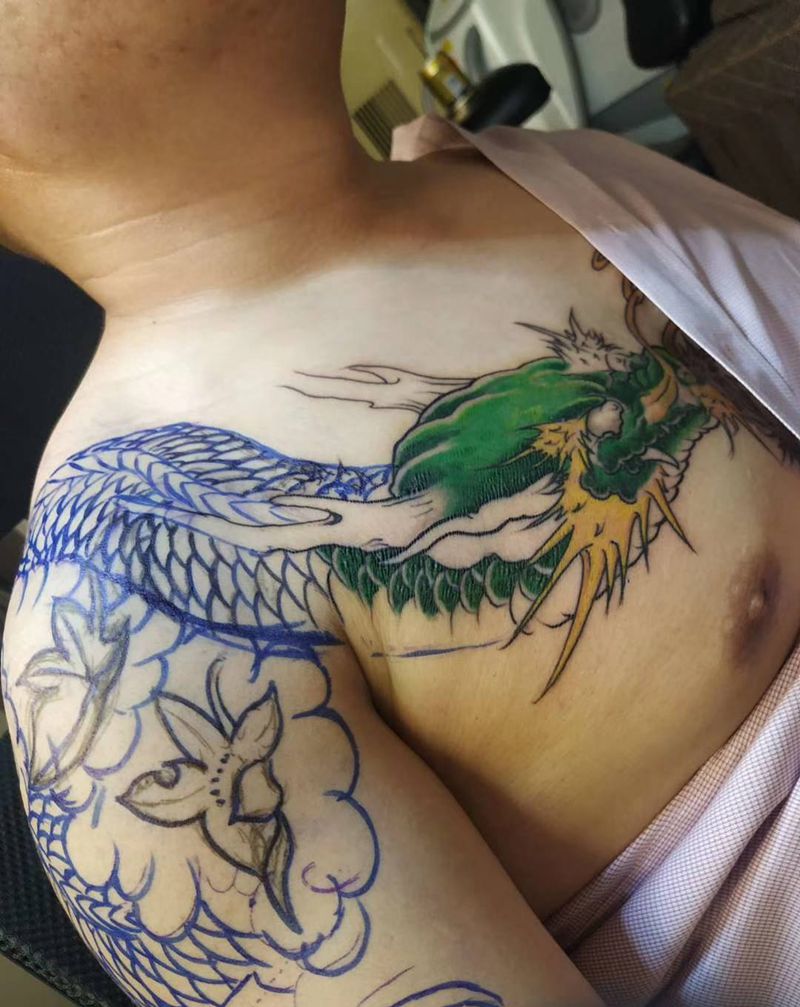 左青龙纹身图片_手臂纹身图案