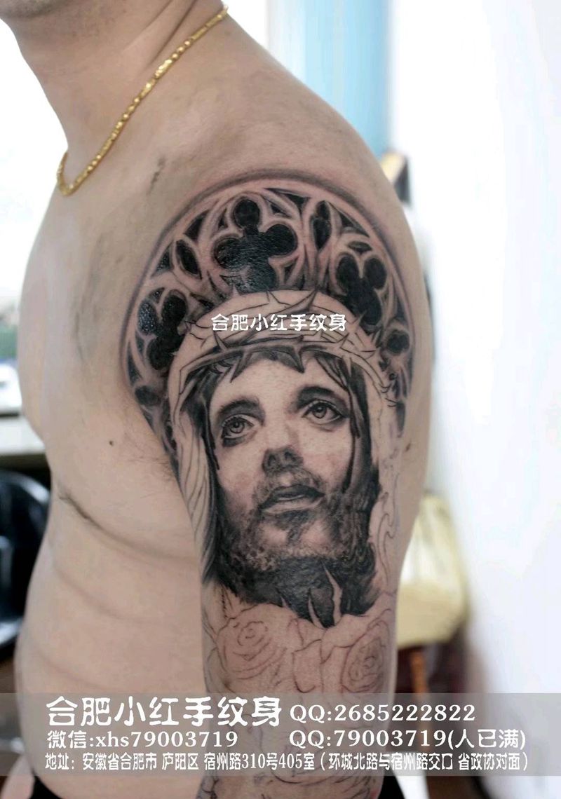 花臂未完成纹身图片_手臂欧美写实纹身图案