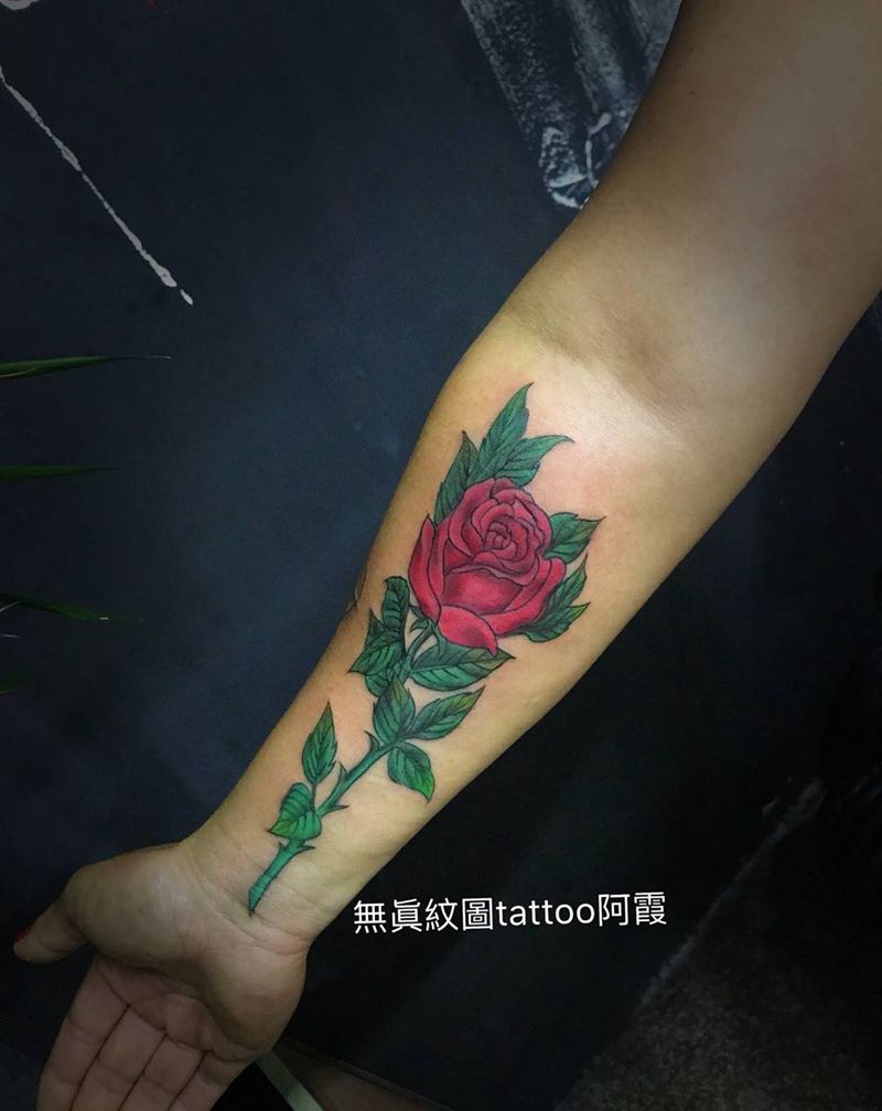 分手玫瑰纹身图片