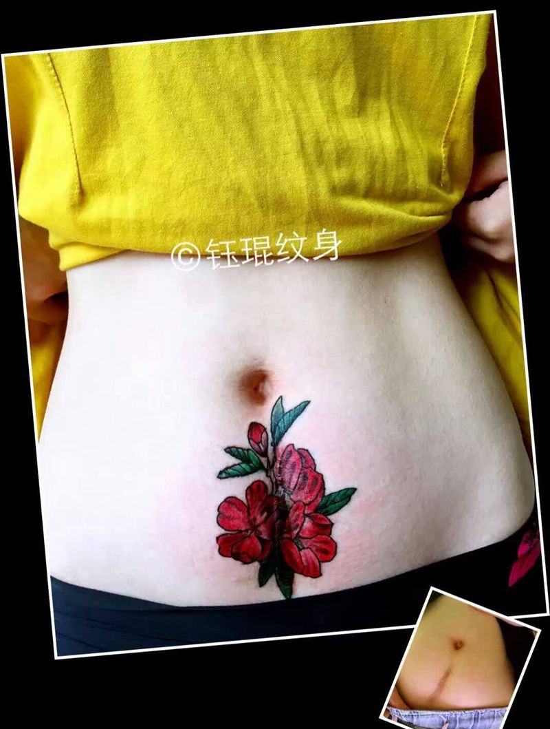 遮盖妊娠疤痕纹身图片