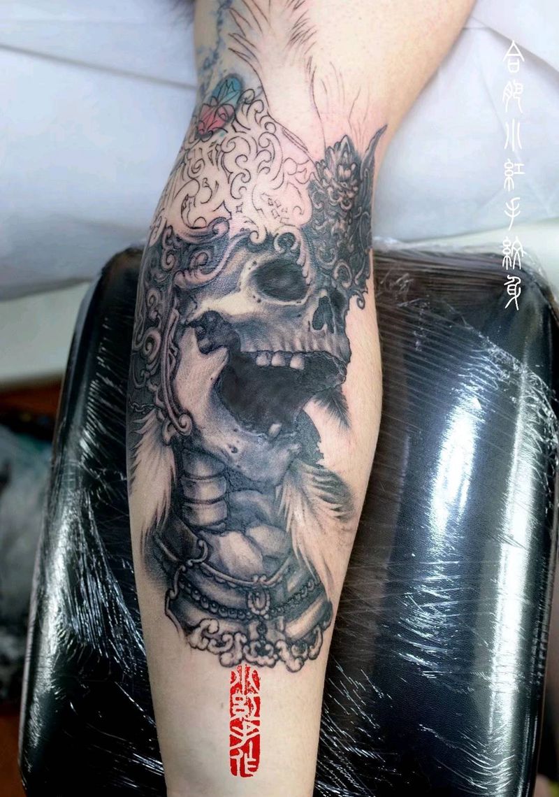 遮盖旧纹身未完成纹身图片_手臂欧美写实纹身图案