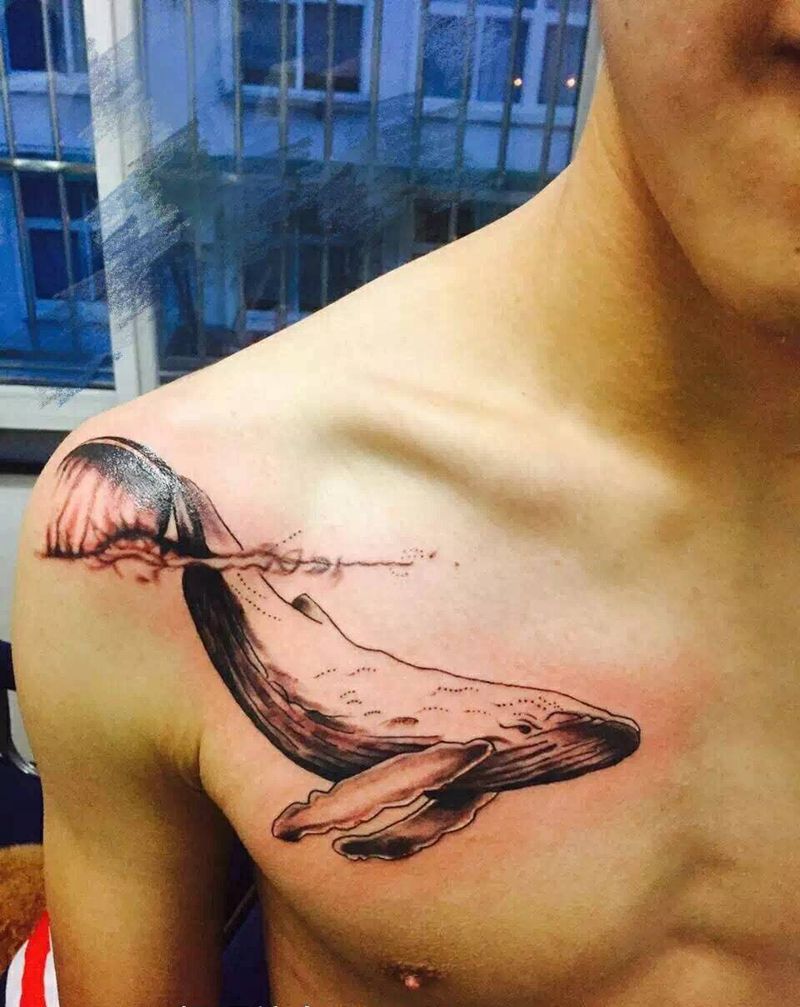 锁骨鲨鱼纹身图片