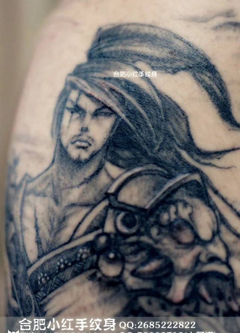 大臂夕阳武士 恢复一个月后纹身图片