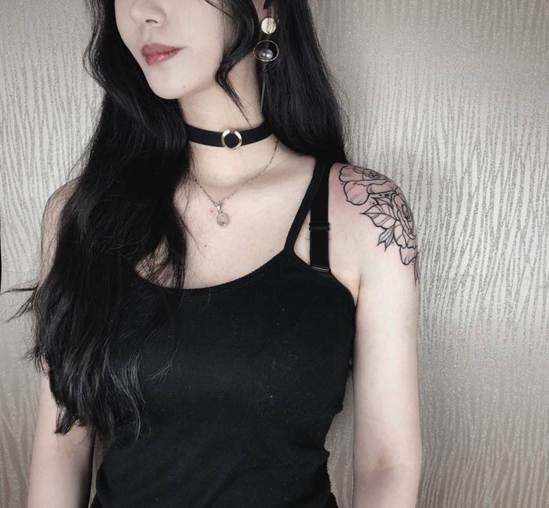 线条花系列作品纹身图片