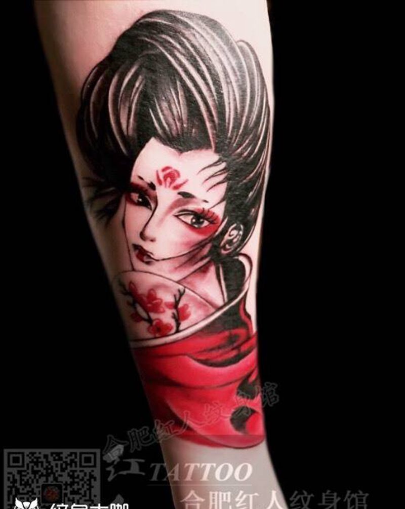 艺妓遮盖纹身图片