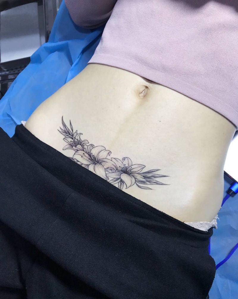 遮盖剖腹产疤痕纹身图片