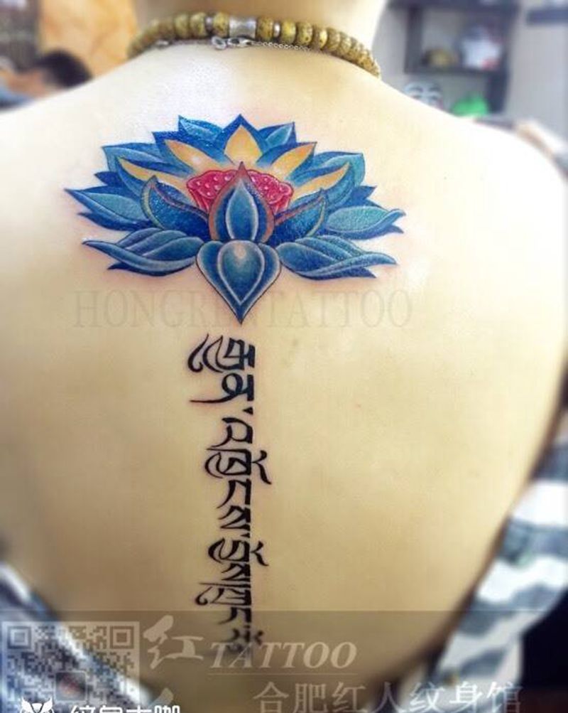莲花+设计藏文纹身图片