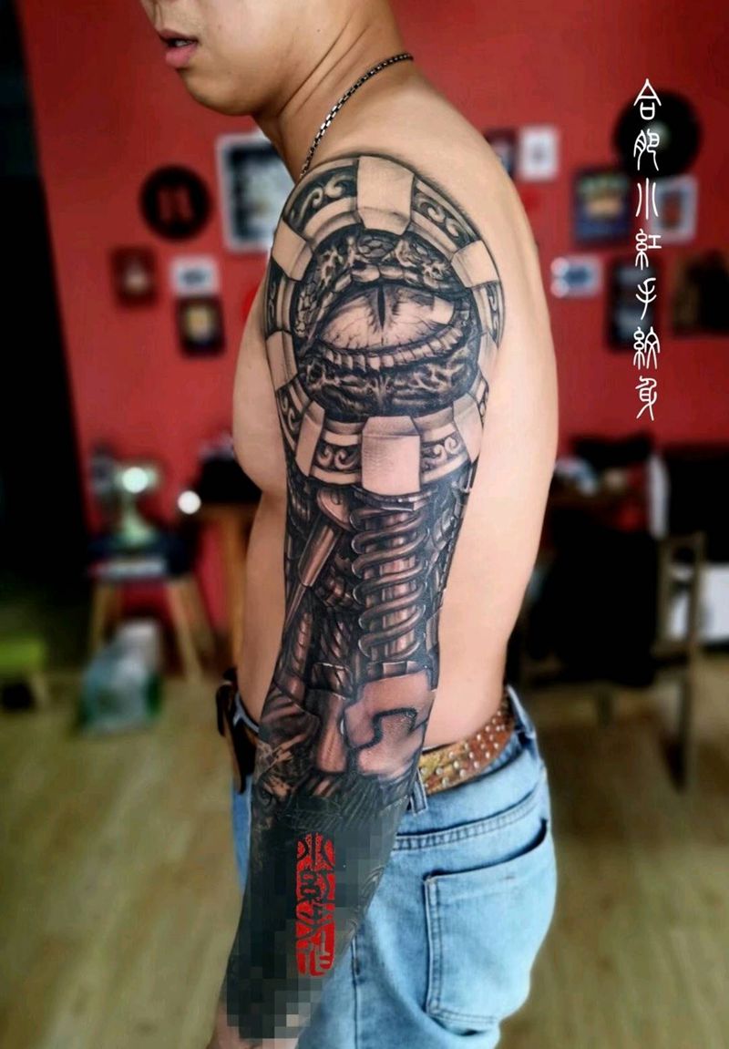 机械臂 小臂部分非本人作品。纹身图片_手臂欧美写实纹身图案