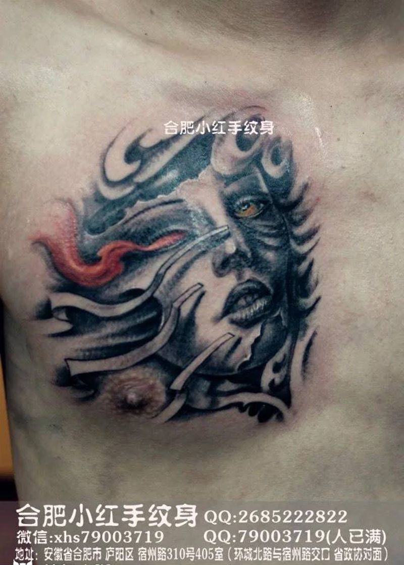 胸口欧美风纹身图片