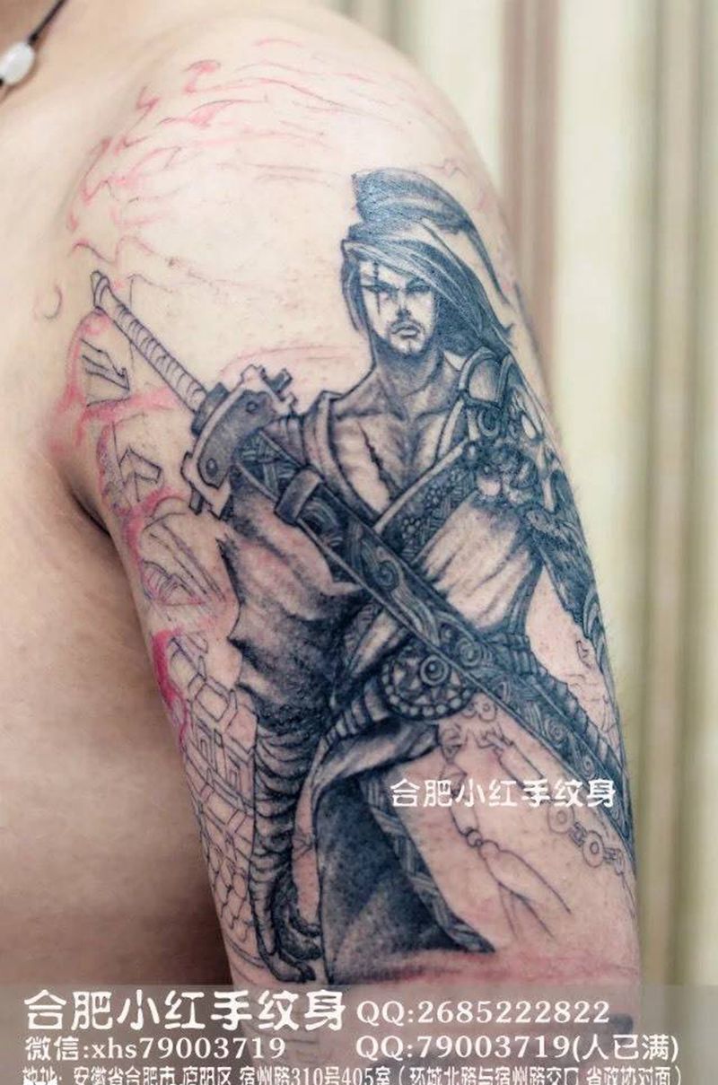 夕阳武士 未完成纹身图片