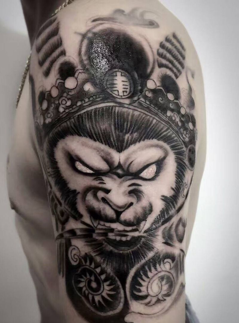 大臂悟空纹身图片