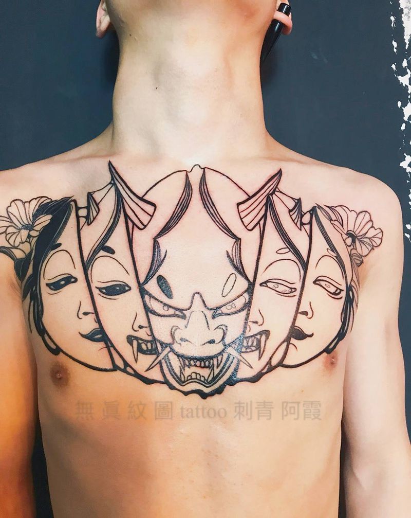 日式脸谱纹身图片