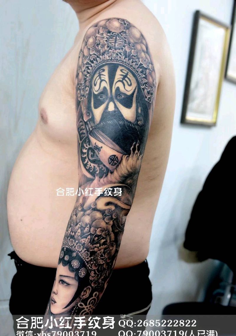 花臂霸王别姬纹身图片