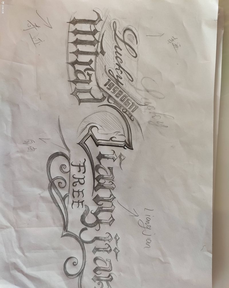 花体字纹身图片_手部花体字纹身图案