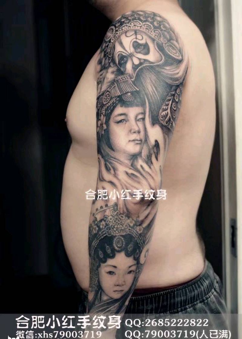 花臂一家三口纹身图片