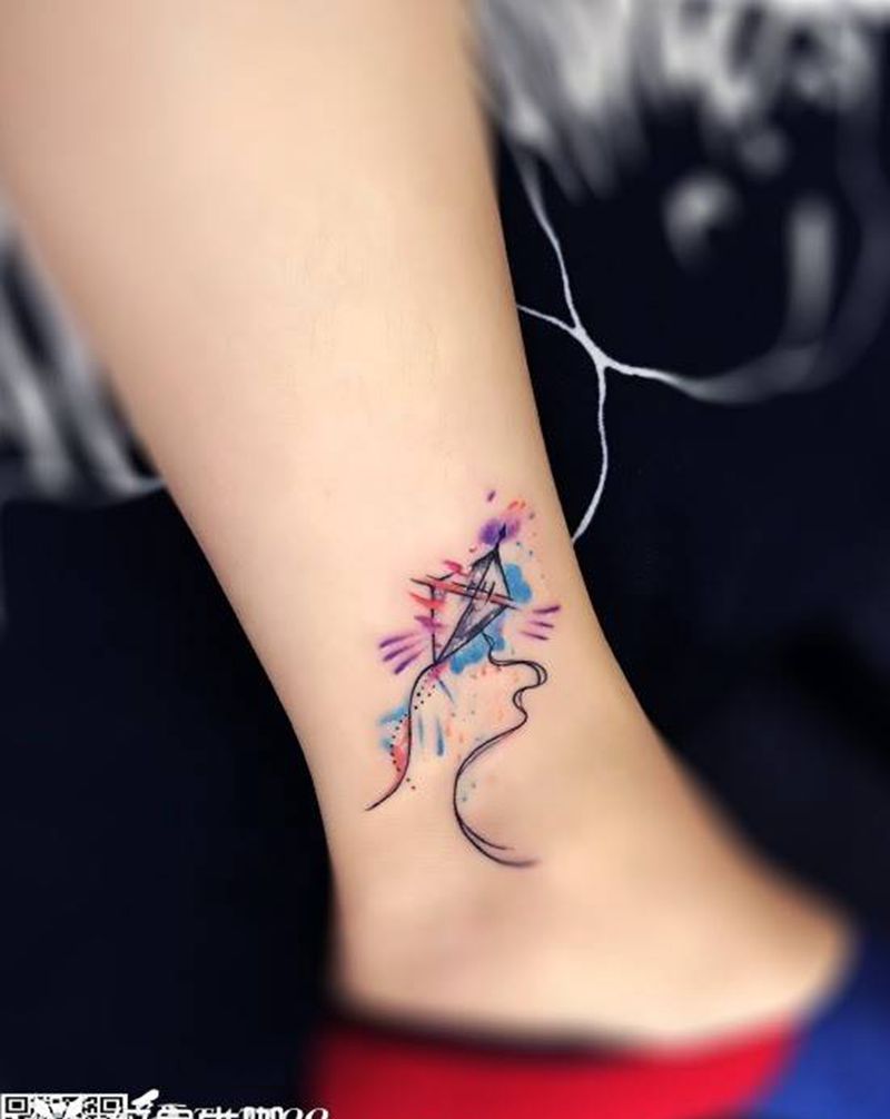 脚腕彩色tattoo纹身图片