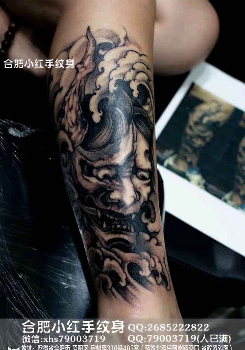 小腿般若 遮盖旧纹身。纹身图片