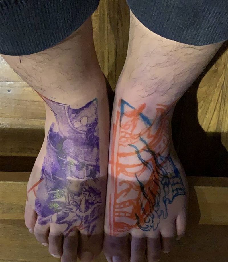 日式武士图纹身图片_腿部脚部新传统老传统纹身图案