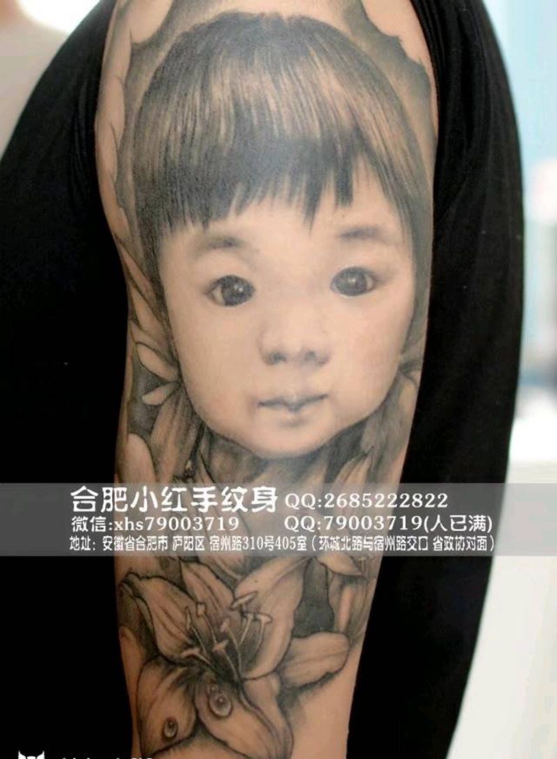 肖像恢复一个月后效果。纹身图片