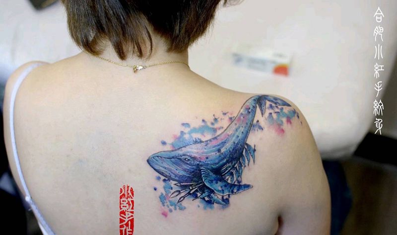 遮盖失败纹身 原图忘记拍了纹身图片_肩部水彩纹身图案