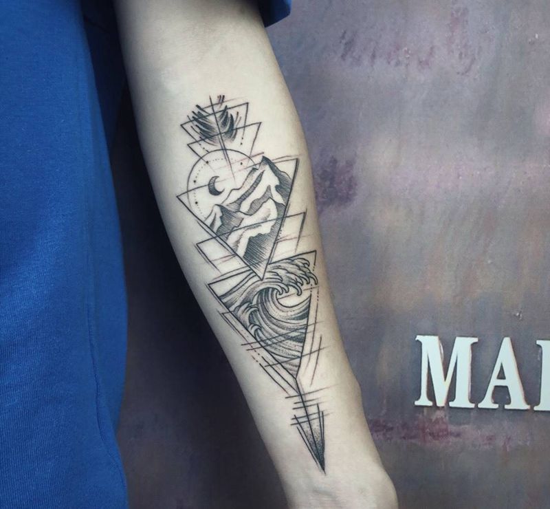 几何类型作品纹身图片