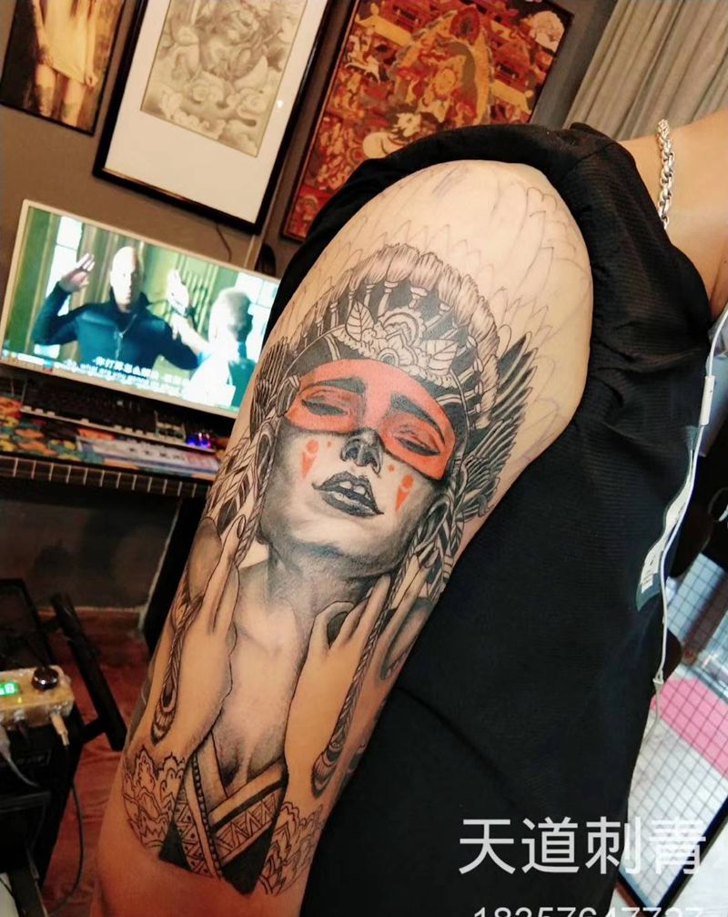 没做完纹身图片_手臂欧美写实老传统纹身图案