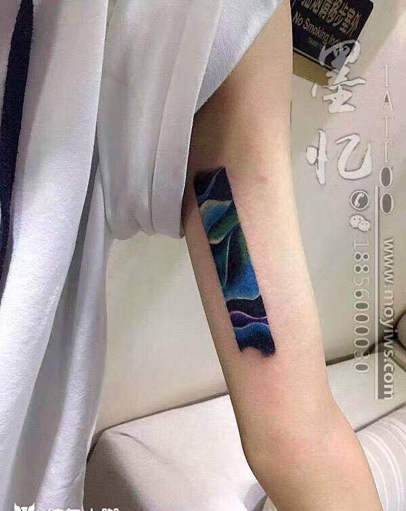 半叶纹身图片_几何植物静物写实手臂纹身图案