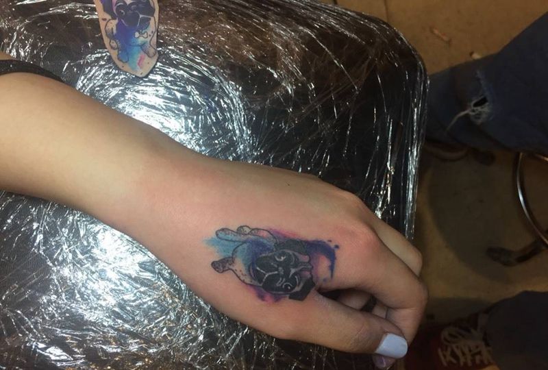 遮盖，小八哥。纹身图片_成品手部欧美清新动物纹身图案