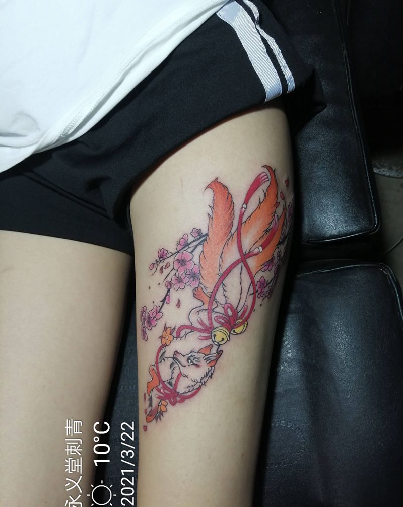 狐狸，芜湖永义堂纹身图片_腿部手臂新传统New School纹身图案