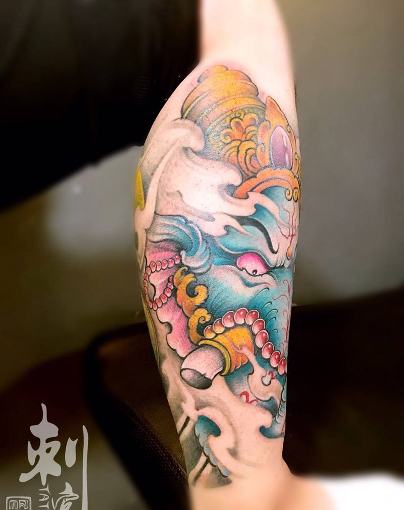 昨天的包小腿，还有些红肿，等待恢复纹身图片