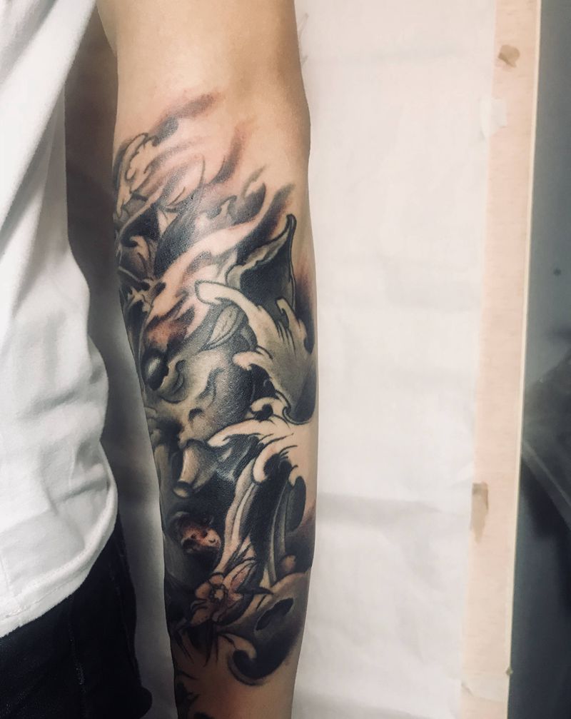 象神纹身图片_手臂新传统纹身图案