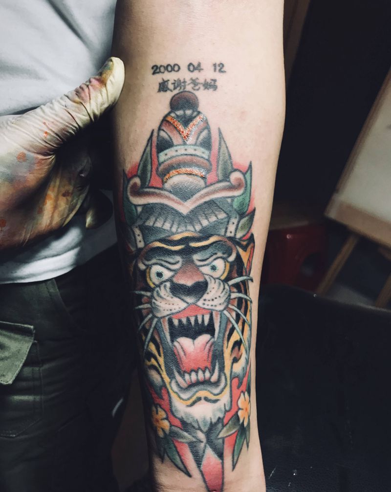 老虎纹身图片_New School纹身图案