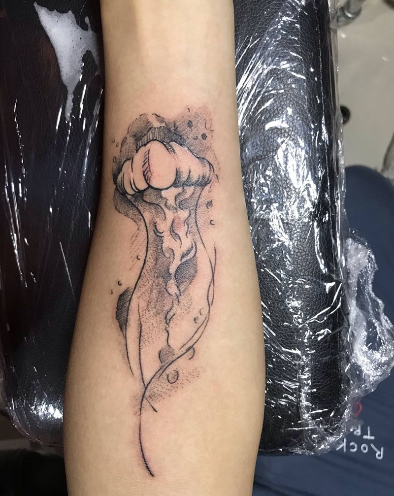 水母纹身图片_手臂几何纹身图案