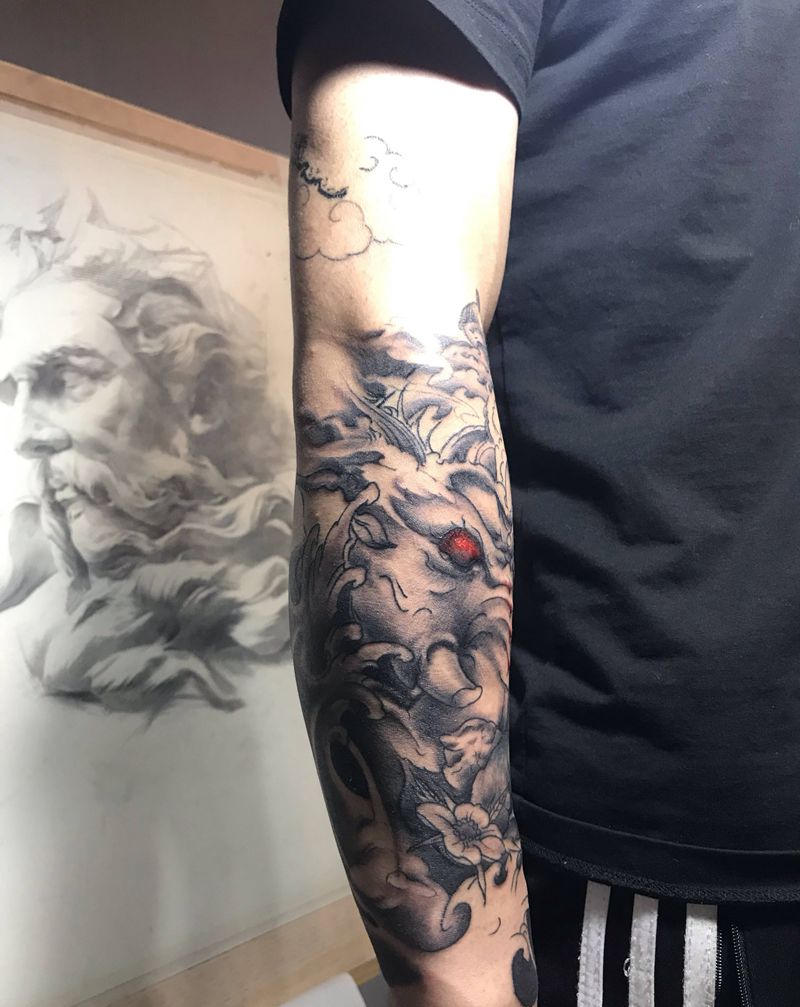 恢复好上彩色。。纹身图片_手臂新传统纹身图案