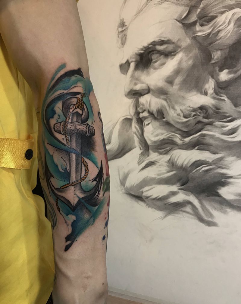 船⚓️纹身图片_手臂水彩水墨纹身图案