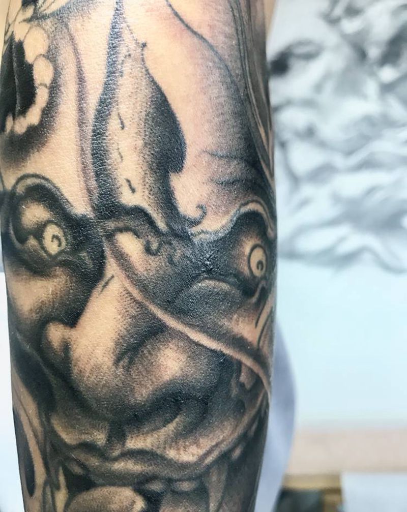 象神纹身图片_手臂新传统纹身图案