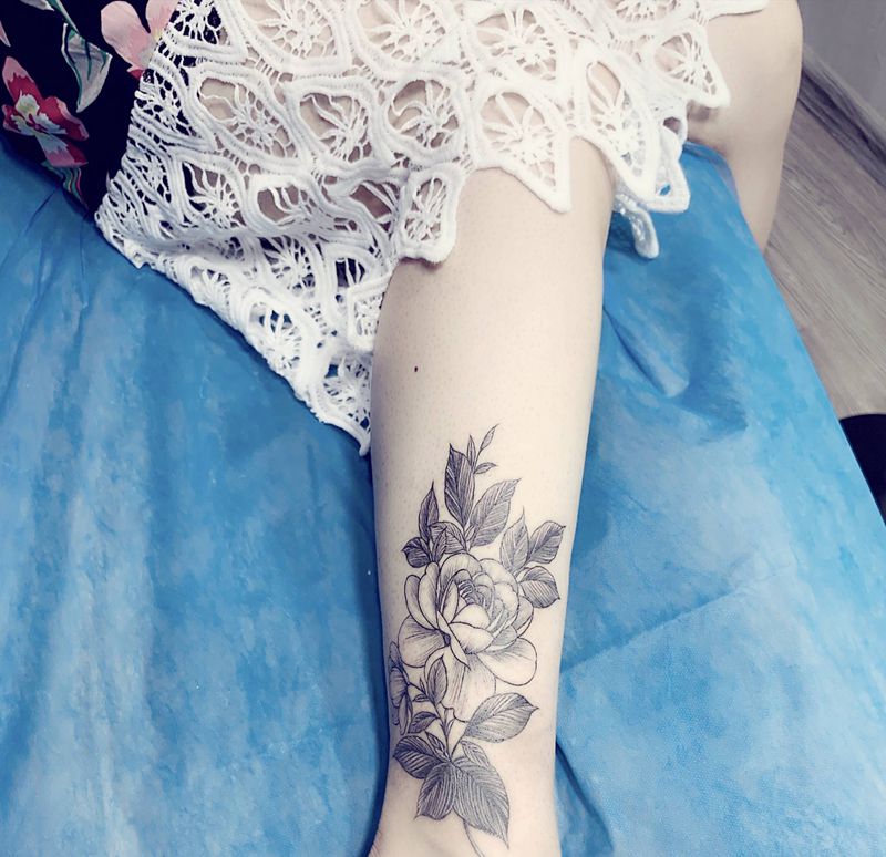 遮盖老纹身纹身图片_腿部遮盖纹身图案