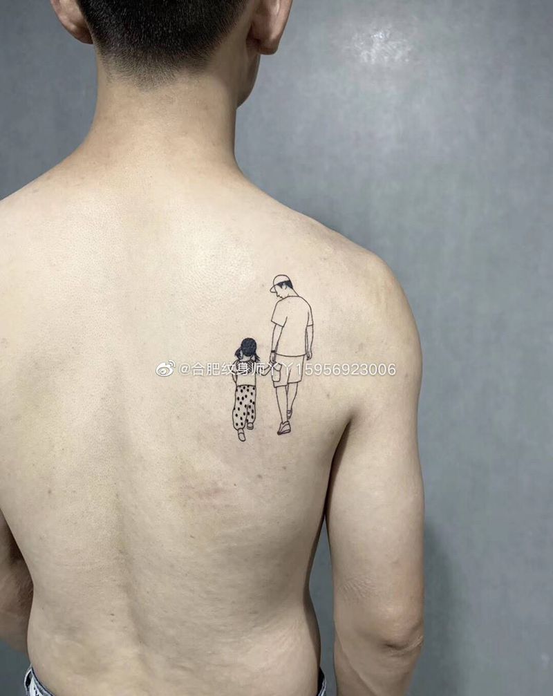 简笔画人物肖像纹身图片_背部New School简笔画肖像人物纹身图案