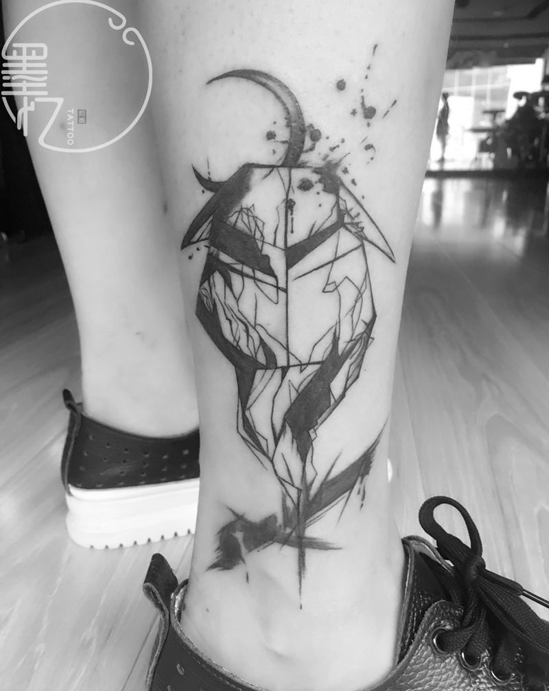 小腿遮盖纹身图片