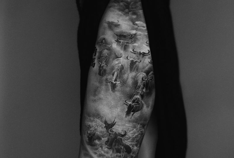 自然刺青處-成为前 作品纹身图片_腿部欧美写实纹身图案